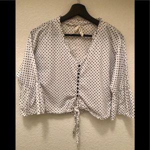white and black polka dot blouse for women